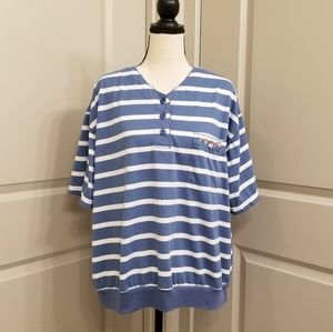 Vintage Blue & White Striped Top